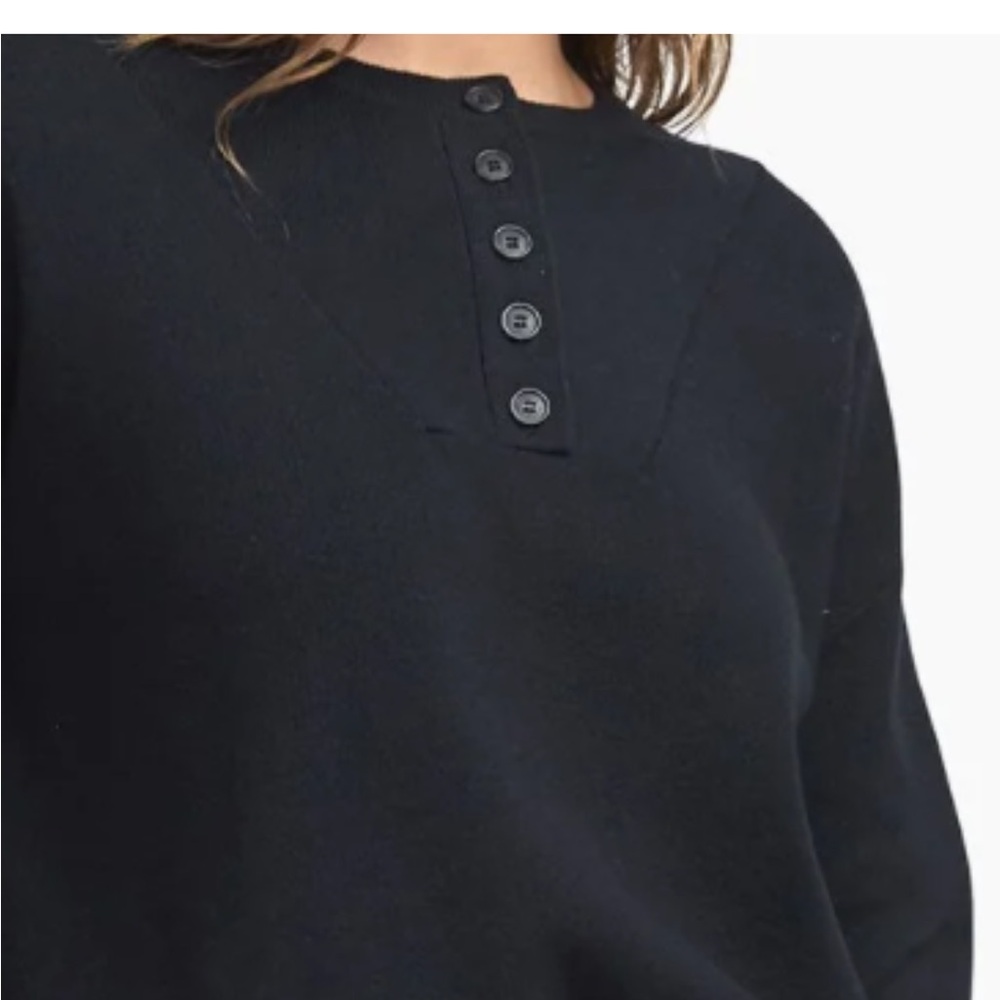 NAADAM cashmere black henley sweater
